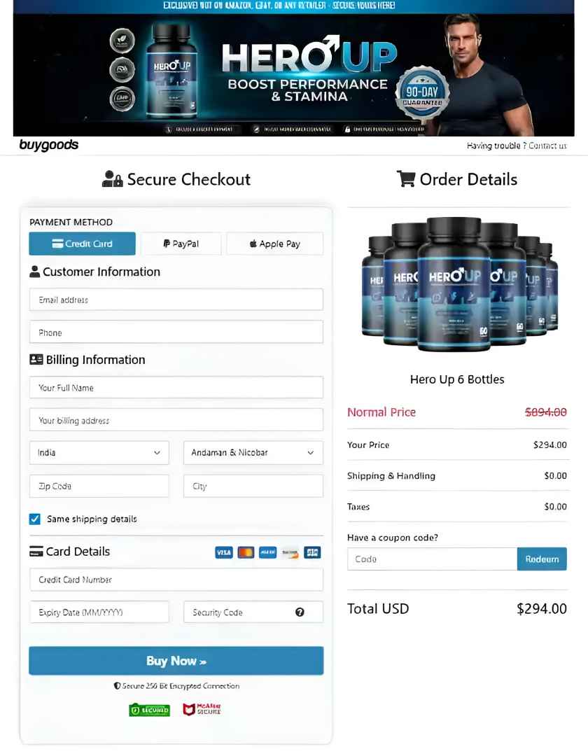 HeroUP order page
